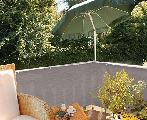 Balkonsichtschutz aus PE Material, grau mit Höhe 90cm x Länge 500cm - Sichtschutz Balkon Terasse Garten Sicht Schutz Sonnenschutz Windschutz Sichtschutzmatten Lärmschutzmatten Staubschutzmatten