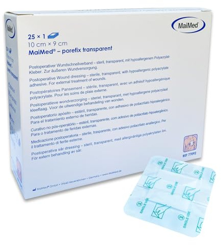 MaiMed porefix 25 st genomskinliga sterila plåster, 10 x 9 cm