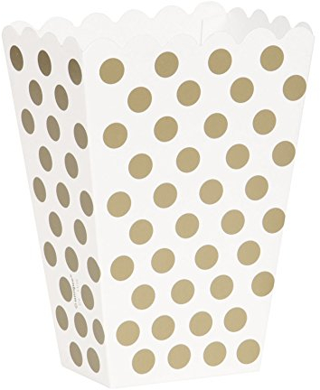 Gold Dots Paper Treat Boxes (14cm Tall) Pack of 8 - Elegant Party Favor Containers for Sweets & Gifts