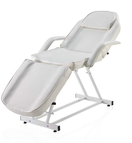 BELLEZE Adjustable Tattoo Table Chair Salon Bed Eyelash Microblading Esthetician Equipment for Professional Massage Facial Lash Beauty Treatment Spa - White