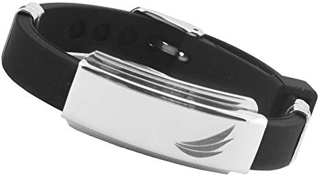 Premium Energy Ionen Silikon Bionic Magnetarmband 3 Wings Energetix 4 You 602 sportlich Uni schwarz gravierbar poliert Größe S - XL mit Schmuckbeutel