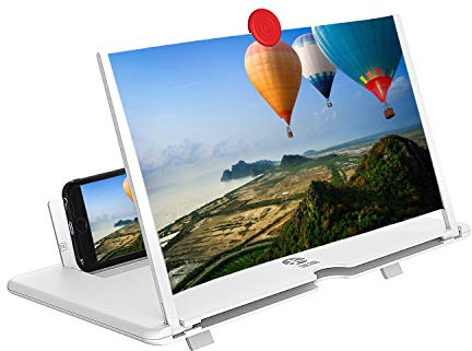 12Screen Magnifier Amplifier,3D HD Mobile Phone Magnifier Projector Screen for Movies,Videos,and Gaming.Foldable Mobile Phone Holder with Screen Magnifier,Supports All Smartphones,A Smart Gift(White)