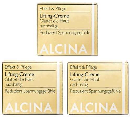 3er Alcina E Lifting-Creme Gesichts Pflegecreme mit Hyaluronsäure für eine glatte Haut mindert sichtbar Fältchen für eine straffe Haut je 50 ml = 100 ml