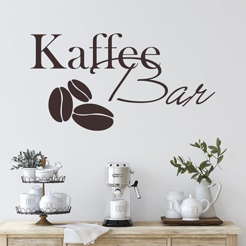 GRAZDesign Wandtattoo Kaffee Bar Kaffeebohnen | Wandaufkleber Küche selbstklebend - 57x30cm / 080 braun