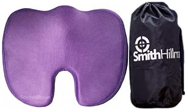 Smith Hillman Coccyx Orthopaedic Memory Foam Seat Cushion – Relief from Sciatica Pain, Lower Back Pain & Coccyx/Tailbone Pain | Storage Bag | Purple