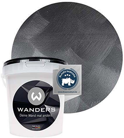 Wanders24 Tafelfarbe (1Liter, Edelmetallic-Schwarz) Blackboard Paint - Tafellack - abwischbare Wandfarbe - in 20 Farbtönen erhältlich - Made in Germany