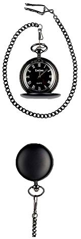 Entino Montre de Poche pour Homme avec chaîne et Pile supplémentaire de Quartz analogique