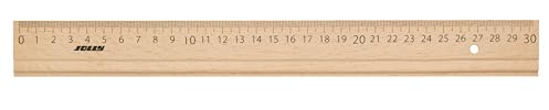 JOLLY Règle en bois universelle 30 cm incassable couleur naturelle pour l'école, le calcul, le dessin, l'écriture, robuste, classique, idéal pour cartable, cours