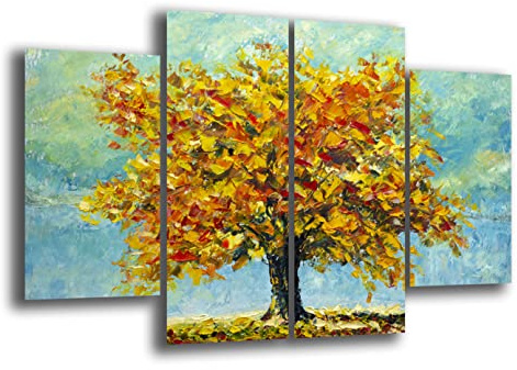 Printerland Quadro Moderno 4 pezzi ALBERO della VITA 120x70 cm Quadri moderni da Parete grande Stampa su tela Canvas Decorazione Murale muro Soggiorno Arredo Camera da letto Cucina Salone (2)