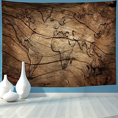 Wandteppich mit Weltkarten-Motiv, Vintage-Stil, Wandbehang für Zimmer