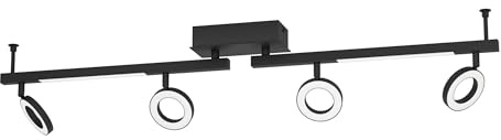 EGLO LED Deckenstrahler Cardillio 2 4-flammige | Deckenlampe mit schwenkbaren Spots, Deckenleuchte aus Kunststoff und Metall in schwarz, Deckenspot warmweiß