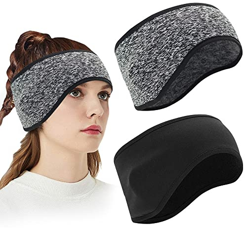 skytowards 2 PCS Bandeau de Sports d'hiver pour Femmes et Hommes, Bandeau Hiver Cache Oreille Chaleureux et Confortable Bandeau Oreille Elastique Idéal pour Sports, Course à Pied, Cyclisme