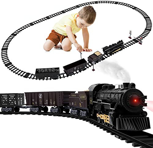 Toyvian Toy Train Set for Boys Girls 4-7, Christmas Electric Train Set for Kids, Christmas Tracks Railway Model Toys