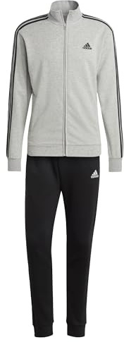 adidas Herren Basic 3-Stripes French Terry Track Suit, Medium Grey Heather/Black, M