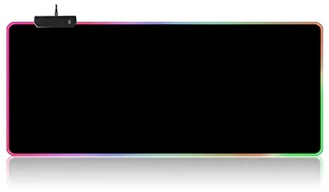 RGB-Mauspad XXL – Gaming-Mauspad 900 x 400 – LED 7 Farben – 4 Lichteffekte – verstellbar rutschfest waschbar – für PC Desktop und Laptop C01
