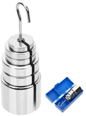 UKCOCO 1 Set Slotted Weight Set, Metal Slot Code Interlocking Slotted Weights with Hanger, Scale Balance Calibration Weight for Laboratory (10g) - 200g