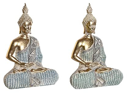 Figura Decorativa DKD Home Decor 18,6 x 9,7 x 27 cm Azul Buda Turquesa Oriental Decapé (2 Unidades)