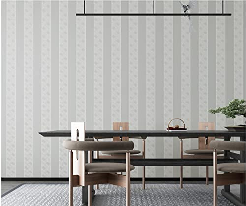 CULTS Hellgrau Vliestapete 9,5 m x 0,53 m Chinesischer Stil Tapete Modernes Design Streifen Tapete für Flur Wohnzimmer Schlafzimmer Büro