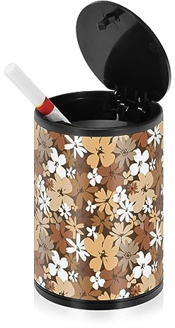 Wildflower Silhouetten Outdoor Aschenbecher für Zigaretten mit Deckel Geruchssicher Edelstahl Tragbare rauchfreie Zigarette Butt Buchse