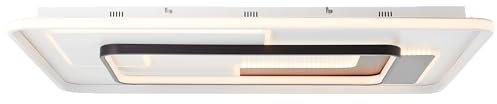 Lightbox LED Deckenlampe - 7 x 90 x 60 cm - moderne Deckenleuchte mit LED-Rahmen & CCT (3000-6800 K) & Memory Funktion - dimmbar per Fernbedienung - 7100 lm - aus Metall/Kunststoff - in Weiß/Schwarz