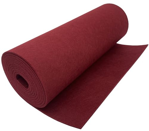Fieltro Rollo 30cm x 250cm Tela de Fieltro 3 mm de grosor Fieltro para Manualidades, Fieltro por Metros, para Manteles, Costura, Bolsa de Fieltro, Patchwork, Bordado (Borgoña, 30cm x 250cm x 3mm)