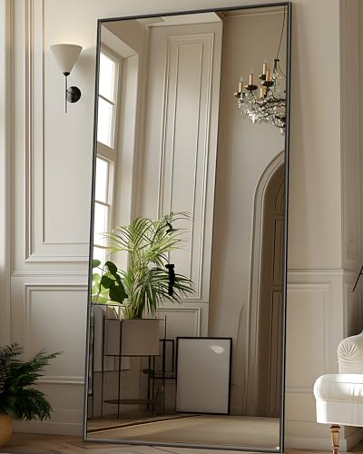 Antok Full Length Mirror, 71x28 Floor Mirror with Stand, Hanging Mounted Mirrors for Bedroom, Living Room, Cloakroom, Dining Room, Black, Rect