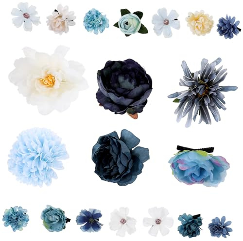 AOKWAWALIY 20 Stück Blumen Haarspangen Für Frauen Haarschmuck Für Hochzeiten Bälle Und Besondere Anlässe Rutschfeste Blumen Clips Dekorative Haarklammern in Verschiedenen Farben Angenehm
