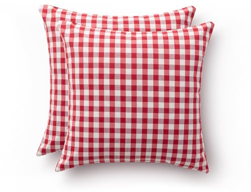 GAMUSI 2er-Set Karierter Vichy-Kissenbezug 45 x 45, dekorative Sofakissenbezüge mit Reißverschluss, atmungsaktive und weiche Baumwolle, rote Farbe