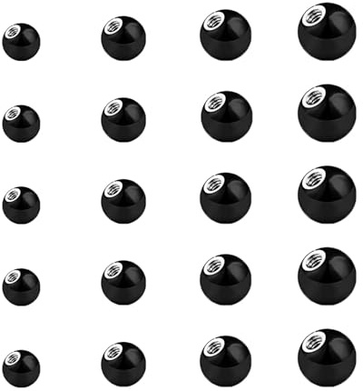 Gojewen 16G Palline per Piercing 3/4/5/6mm Nero Sostituzione Palline In Acciaio Inox per 1,2mm Labbro Setto Helix Sopracciglio Ombelico Gioielli per Piercing
