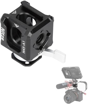 Nitze Triple Cold Shoe Adapter mit 1/4-Gewindebohrung, 1/4- und 3/8-Arri-Aufnahmebohrungen, Schnellwechsel-Kaltschuhhalterung für Monitorhalterung, Magic Arm, LED-Licht und Mikrofon - N45-A1