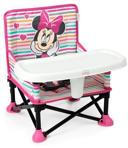 Bright Starts Disney Minnie Mouse Pop 'N Sit Portable Booster, Indoor/Outdoor Use, Floor Seat with Feeding Tray, 6 Mos - 3 Yrs