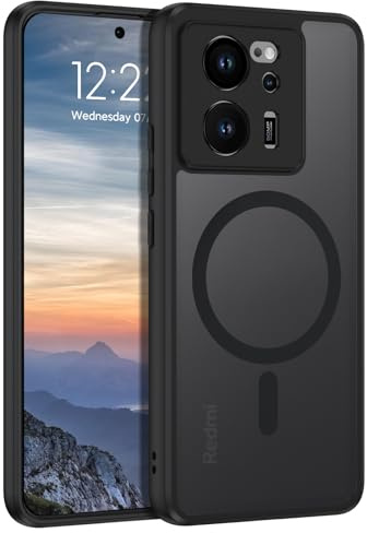 VENINGO Funda Magnética para Xiaomi 13T/13T Pro/Redmi K60 Ultra, Carcasa Magnética Capa Cover Translúcida Mate Trasera Fina Antigolpes Negro