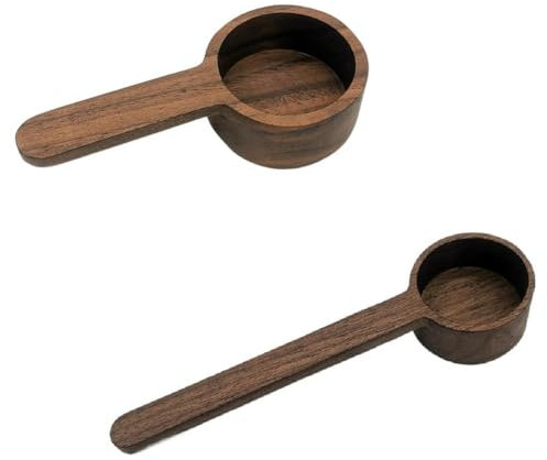 Sunmeit Lot de 2 cuillères doseuses en bois pour la maison, cuillères doseurs de cuisine, cuillères à thé et café, cuillères doseurs de sucre et outils de mesure