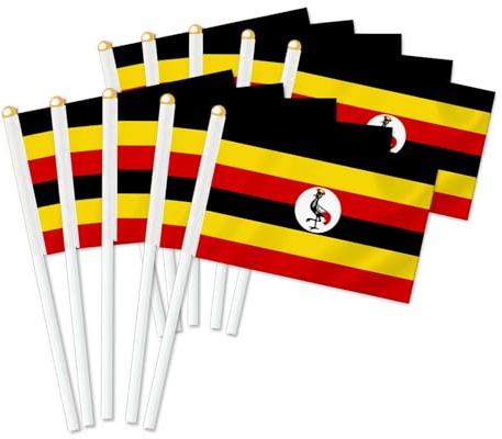 Pack of 25 Uganda Handheld Flag, Ugandas Decor Hand Held Flag, Decoration Banner Hand Uganda