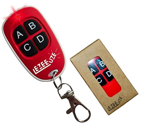 EzeeUze - Telecommande Universelle Portail à Code Fixe 433,92 MHz, Bip Portail,Telecommande Garage, 4 canaux, Compatible avec Novoferm Novotron 502 MAX43-2 Novotron 512 MIX43-2, Gaposa QCT4 (Red)