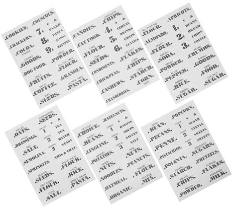 SHINEOFI Etiquetas Para Contenedores De Comida 6 Hojas De Pegatinas Transparentes y Decorativas Organizador De Cocina