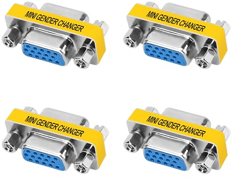 Lamroyce Acoplador VGA de 15 pines, 4 unidades, conector adaptador VGA hembra a hembra, HD15, mini extensor de cambiador de género, compatible con 1080P Full HD para laptop, PC, proyector, HDTV