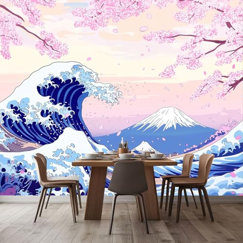 Carta Da Parati 200 x 140 cm Carta Da Parati Per Camera - Stile Giapponese Fiore di Ciliegio Monte Fuji Progettazione del modello - Colore Da Letto Parete Non Tessuto Stampa Decorazione Murale