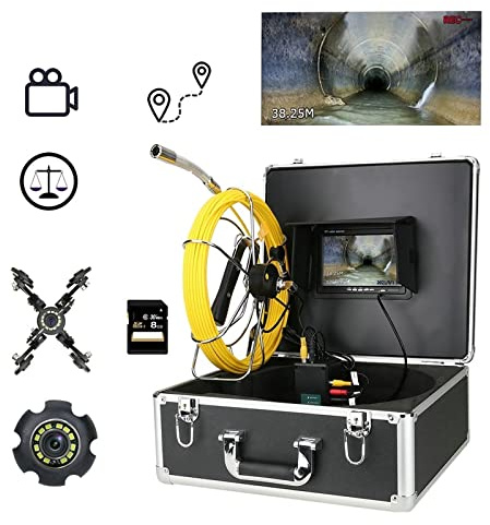 Fotocamera fognaria 7 pollici Dvr Monitorare la videocamera di ispezione del tubo fognario da 20 m con contatore metro autoleveling 51 2Hz Localizzatore del tubo del trasmettitore per Fognature(40 m)