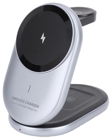Lazmin112 Station De Recharge sans Fil 3 en 1, pour iOS Et Android, Support De Recharge sans Fil Magnétique Pliable, pour Téléphone, Écouteurs, Montre, 15W, 10W, 7,5W, 5W, 3W