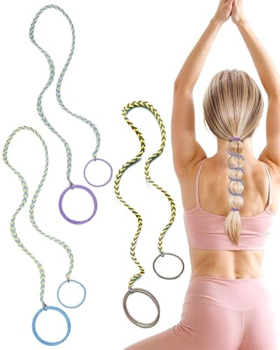 FUGLUS 3PCS Corbata deportiva en espiral para cola de caballo, lazos elásticos trenzados para el pelo sin daños, envoltura de cola de caballo para cabello largo para gimnasio, natación y buceo