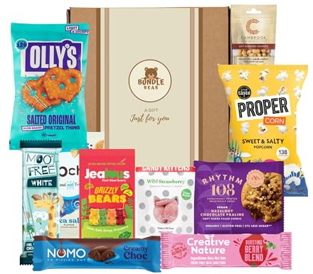Vegan Hamper Snack Box, Chocolate, Sweets, Crisps & Nuts Gift Selection by Bundle Bear, Vegan Chocolate Gifts & Plant Based Treats, Vegetarian Snack Gift Box for Women & Men (Gift For You)