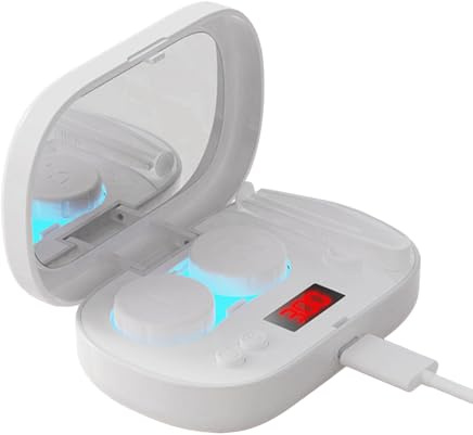 Máquina limpiadora ultrasónica de lentes, cuidado diario de lentes, máquina de limpieza de lentes de contacto, 5 modos de pantalla LED inteligente para lentes de contacto, soporte compacto de