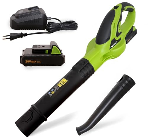 Aqualin Soffiatore a batteria 2,0 Ah | caricatore rapido | soffiatore a lama senza fili per giardino e prato