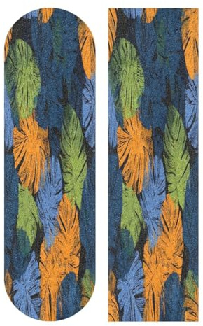Mnsruu Skateboard-Griptape mit buntem Palmblatt-Muster, Longboards, rutschfestes Roller-Griptape, Sandpapier-Aufkleber, 22,9 x 83,8 cm