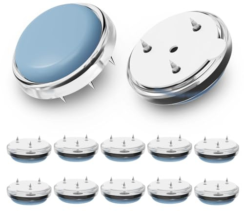 DXLing 12 Pezzi Piedini per Mobili in Teflon con 3 Chiodo 25mm Blu | Tondo Teflon Piedini per mobili PTFE Teflon Cursori di Mobili Pattini Slittanti per Spostare Mobili Feltrini per Mobili - Blu