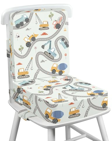 omedecal Kids Booster Seat with Back for Kitchen Chair, Excavator