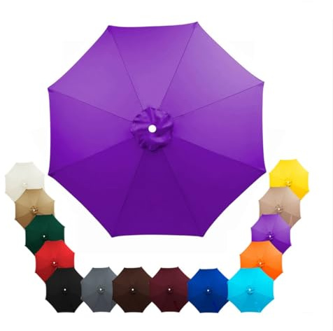 WHOROB Parasol Replacement Canopy 2.5m, 2.7m, 3.5m, 6/8 Arms, Garden Umbrella Replacement Parasol Fabric, for Yard, Beach, Garden Umbrella, Canopy Only, Beige