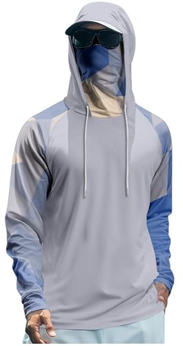 Camiseta Proteccion Solar Hombre Ligero Capucha UV Camiseta Transpirable Hombre Secado Rápido Verano