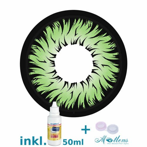 Matlens - GEOLICA Lentilles de contact colorées sans correction Vert GEO Circle Lens Big Eyes WT-C13 2 lentilles, 1 récipient pour lentilles de contact, 1 produit d'entretien 50 ml FBA